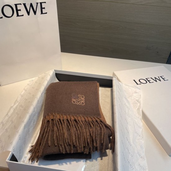 Premio Replica Sciarpa reversibile cashmere Loewe 30 x 180 Marrone Imitazione Outlet Italia