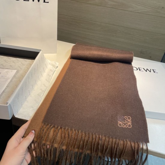 Premio Replica Sciarpa reversibile cashmere Loewe 30 x 180 Marrone Imitazione Outlet Italia