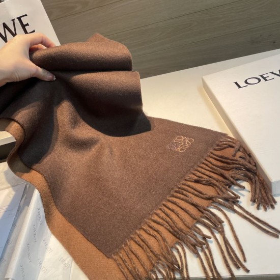 Premio Replica Sciarpa reversibile cashmere Loewe 30 x 180 Marrone Imitazione Outlet Italia