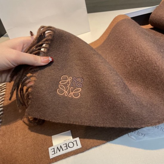 Premio Replica Sciarpa reversibile cashmere Loewe 30 x 180 Marrone Imitazione Outlet Italia