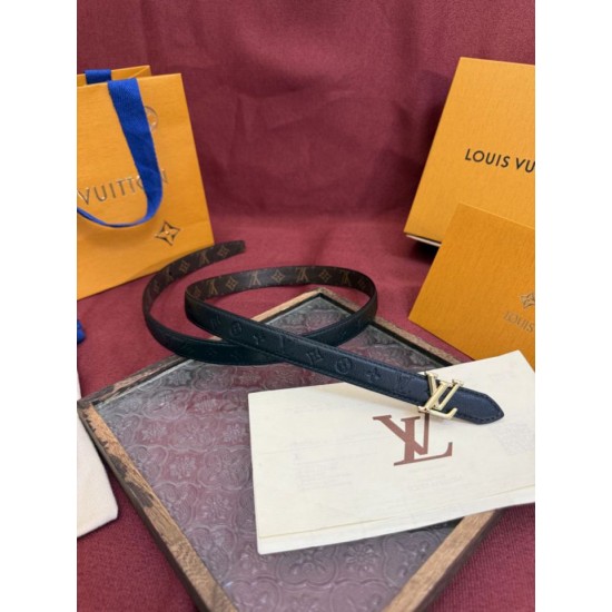 Premio Replica Cintura Reversibile Louis Vuitton Flowergram 20mm con fibbia LV oro Nero Imitazione Outlet Italia