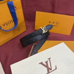 Premio Replica Cintura Reversibile Louis Vuitton Flowergram 20mm con fibbia LV oro Nero Imitazione Outlet Italia