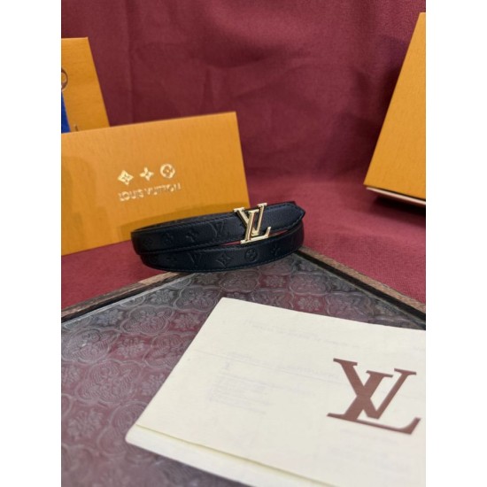 Premio Replica Cintura Reversibile Louis Vuitton Flowergram 20mm con fibbia LV oro Nero Imitazione Outlet Italia