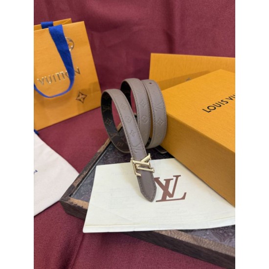 Premio Replica Cintura Reversibile Louis Vuitton Flowergram 20mm con fibbia LV argento Grigio Imitazione Outlet Italia