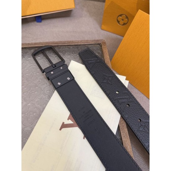 Premio Replica Cinture reversibile pelle sottile Louis Vuitton da 35mm Nero Imitazione Outlet Italia