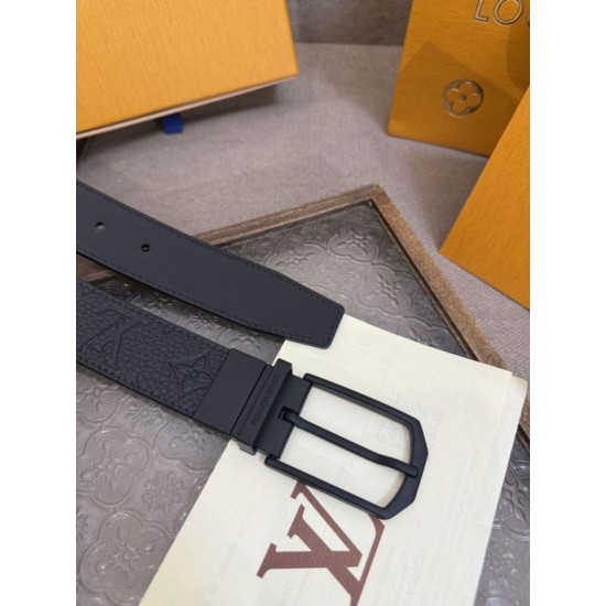 Premio Replica Cinture reversibile pelle sottile Louis Vuitton da 35mm Nero Imitazione Outlet Italia