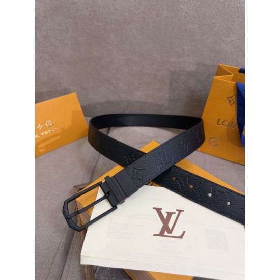 Premio Replica Cinture reversibile pelle sottile Louis Vuitton da 35mm Nero Imitazione Outlet Italia