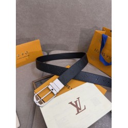 Premio Replica Cinture reversibile pelle sottile Louis Vuitton da 35mm Nero argento Imitazione Outlet Italia