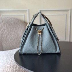 Premio Replica Borse a mano Chanel 25 piccola Hobo AS5293 azzurro Imitazione Outlet