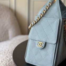 Premio Replica Borse a mano Chanel 25 piccola Hobo AS5293 azzurro Imitazione Outlet