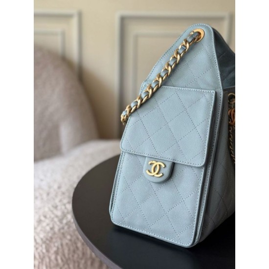 Premio Replica Borse a mano Chanel 25 piccola Hobo AS5293 azzurro Imitazione Outlet