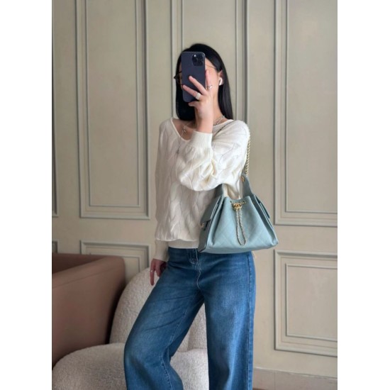 Premio Replica Borse a mano Chanel 25 piccola Hobo AS5293 azzurro Imitazione Outlet