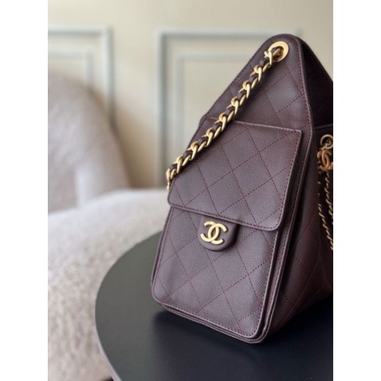 Premio Replica Borse a mano Chanel 25 piccola Hobo AS5293 Borgogna Imitazione Outlet