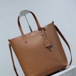 Premio Replica Borsa shopping Tote YSL Saint Laurent Toy North/South verticale Marrone Imitazione Outlet