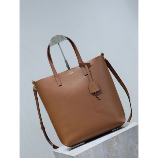 Premio Replica Borsa shopping Tote YSL Saint Laurent Toy North/South verticale Marrone Imitazione Outlet