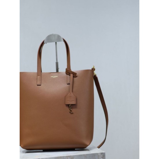 Premio Replica Borsa shopping Tote YSL Saint Laurent Toy North/South verticale Marrone Imitazione Outlet