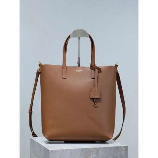 Premio Replica Borsa shopping Tote YSL Saint Laurent Toy North/South verticale Marrone Imitazione Outlet
