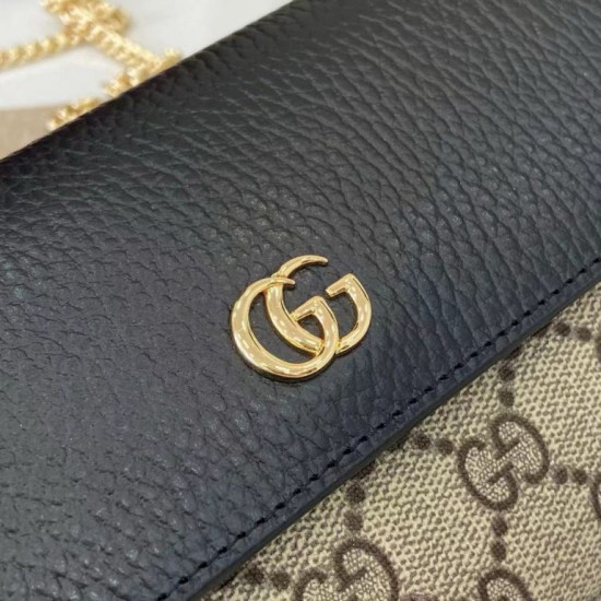 Premio Replica Portafoglio Gucci GG Marmont bicolore con catena 546585 marrone/nero Imitazione Outlet