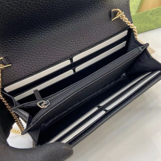 Premio Replica Portafoglio Gucci GG Marmont bicolore con catena 546585 marrone/nero Imitazione Outlet