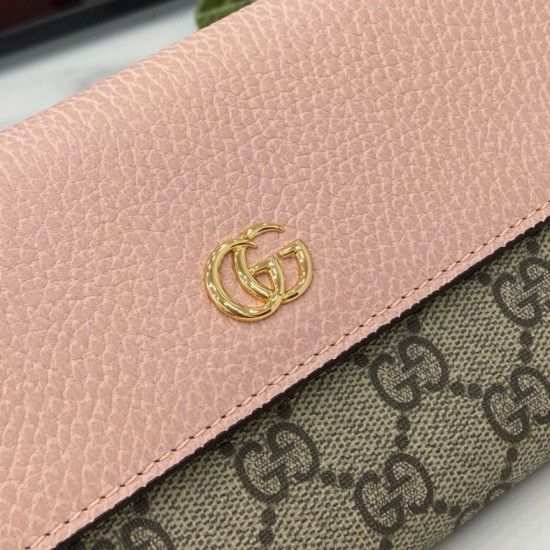 Premio Replica Portafoglio Gucci GG Marmont bicolore con catena 546585 marrone/Rosa Imitazione Outlet