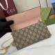 Premio Replica Portafoglio Gucci GG Marmont bicolore con catena 546585 marrone/Rosa Imitazione Outlet