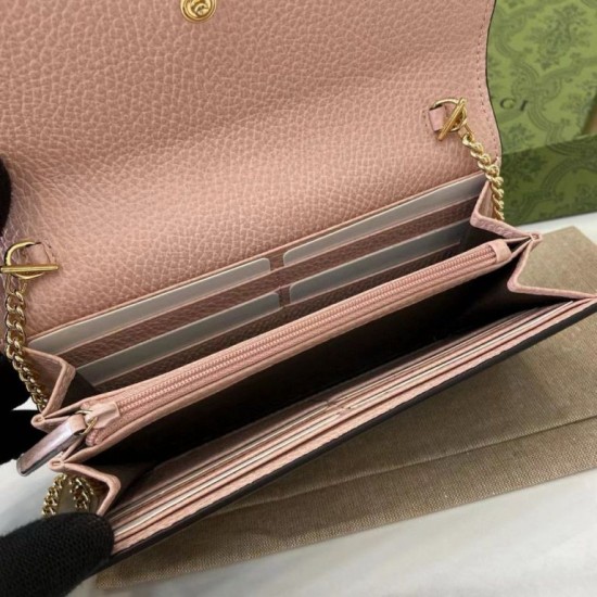 Premio Replica Portafoglio Gucci GG Marmont bicolore con catena 546585 marrone/Rosa Imitazione Outlet