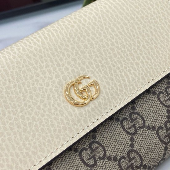 Premio Replica Portafoglio Gucci GG Marmont bicolore con catena 546585 marrone/Bianco Imitazione Outlet