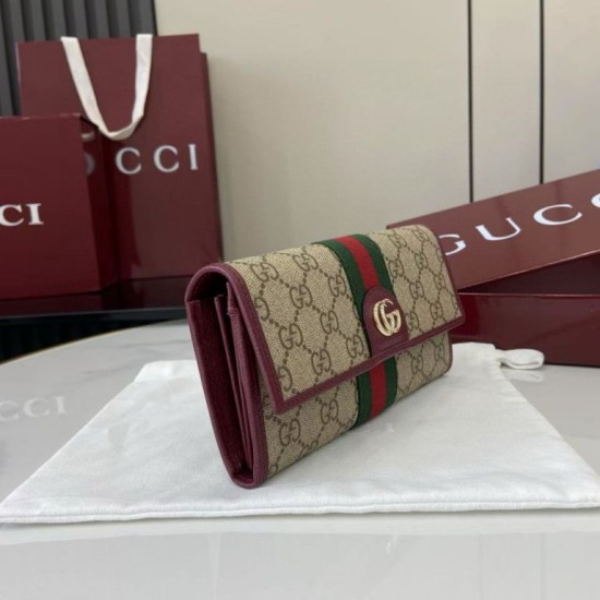 Premio Replica Portafoglio continentale Gucci Ophidia 838485 Borgogna Imitazione Outlet