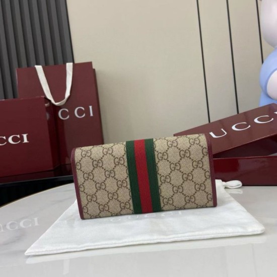 Premio Replica Portafoglio continentale Gucci Ophidia 838485 Borgogna Imitazione Outlet