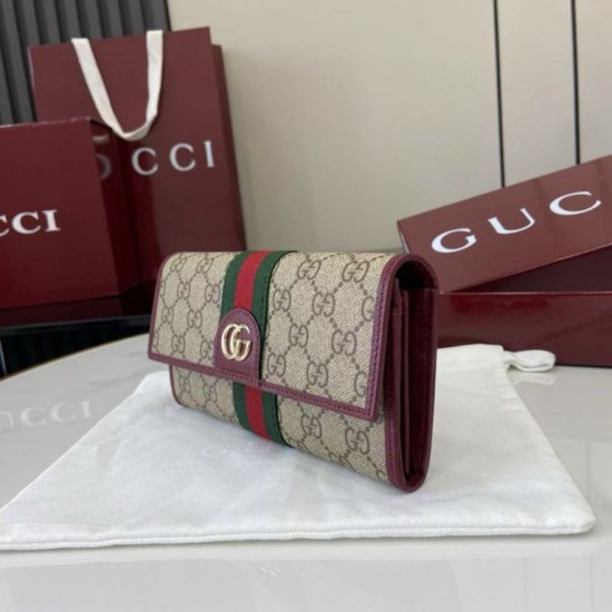 Premio Replica Portafoglio continentale Gucci Ophidia 838485 Borgogna Imitazione Outlet
