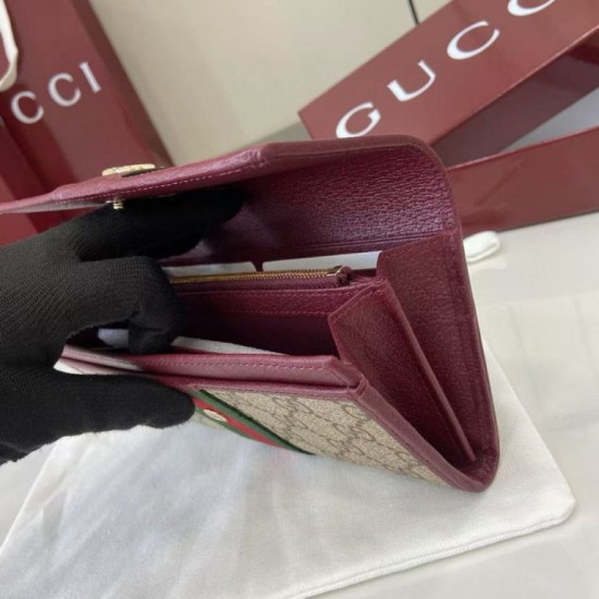 Premio Replica Portafoglio continentale Gucci Ophidia 838485 Borgogna Imitazione Outlet