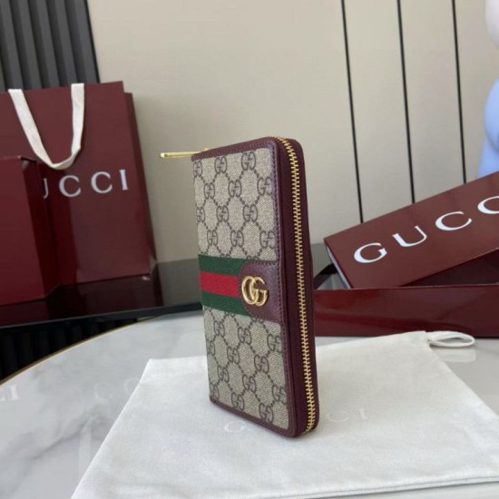 Premio Replica Portafoglio Gucci Ophidia con cerniera 838619 Borgogna Imitazione Outlet