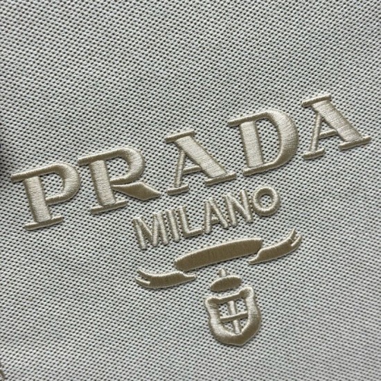 Premio Replica Borse tote Prada Jardinière extra large in tela di cotone Beige Imitazione Outlet