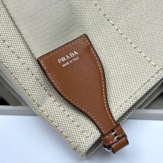 Premio Replica Borse tote Prada Jardinière extra large in tela di cotone Beige Imitazione Outlet