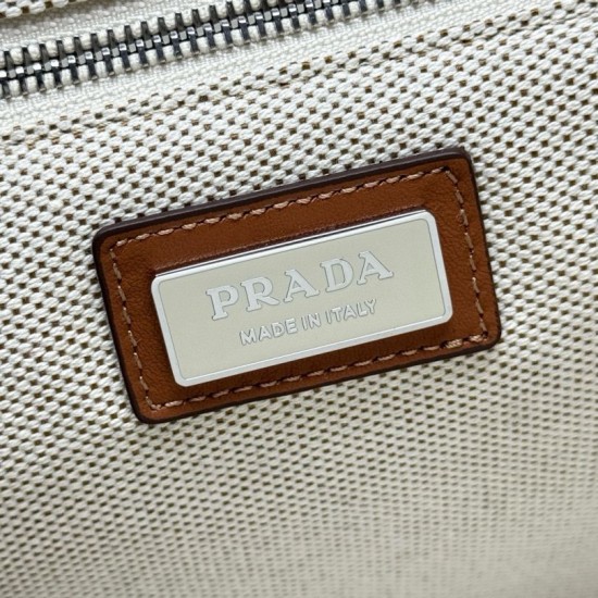 Premio Replica Borse tote Prada Jardinière extra large in tela di cotone Beige Imitazione Outlet