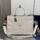 Premio Replica Borse tote Prada Jardinière extra large in tela di cotone Beige Imitazione Outlet