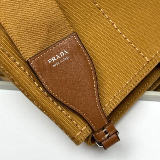 Premio Replica Borse tote Prada Jardinière extra large in tela di cotone marrone Imitazione Outlet