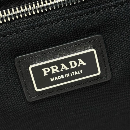 Qualità Originale Replica Borse tote Prada Jardinière extra large in tela di cotone Nero False Online Premio Replica Borse tote Prada Jardinière extra large in tela di cotone Nero Imitazione Outlet