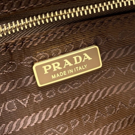 Premio Replica Borsa a tracolla Prada Re-Nylon Demi-Lune 1BH222 marrone Imitazione Outlet
