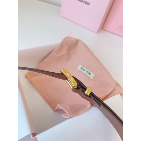 Premio Replica Cintura con fibbia color oro Miu Miu 35mm marrone Imitazione Outlet