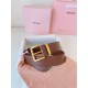 Premio Replica Cintura con fibbia color oro Miu Miu 35mm marrone Imitazione Outlet