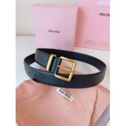 Premio Replica Cintura con fibbia color oro Miu Miu 35mm Nero Imitazione Outlet