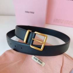 Premio Replica Cintura con fibbia color oro Miu Miu 35mm Nero Imitazione Outlet
