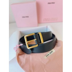 Premio Replica Cintura con fibbia color oro Miu Miu 35mm Nero Imitazione Outlet