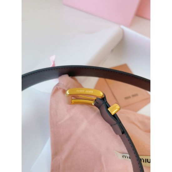 Premio Replica Cintura con fibbia color oro Miu Miu 35mm Nero Imitazione Outlet