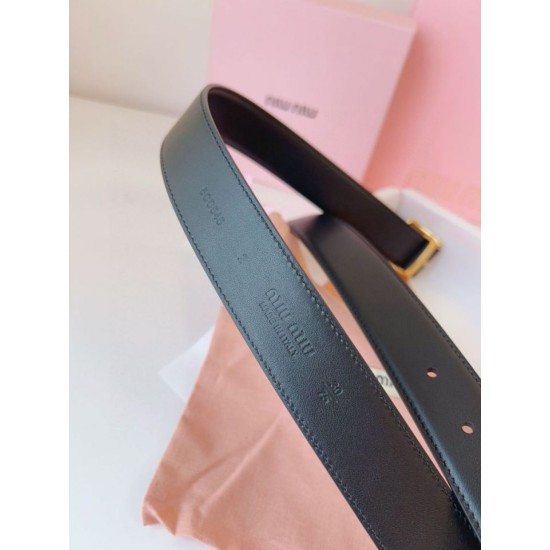 Premio Replica Cintura con fibbia color oro Miu Miu 35mm Nero Imitazione Outlet
