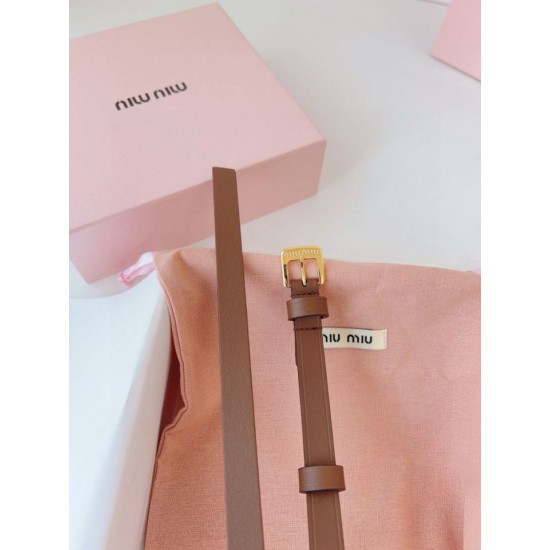 Premio Replica Cintura con fibbia color oro Miu Miu 15mm marrone Imitazione Outlet