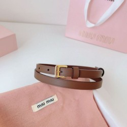 Premio Replica Cintura con fibbia color oro Miu Miu 15mm marrone Imitazione Outlet