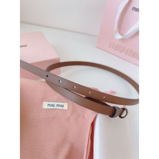 Premio Replica Cintura con fibbia color oro Miu Miu 15mm marrone Imitazione Outlet