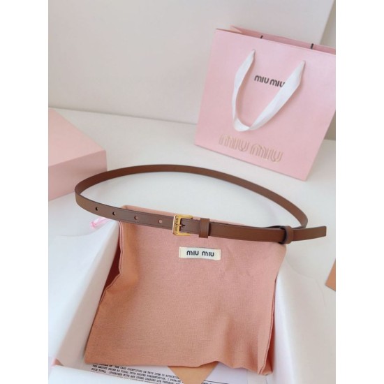 Premio Replica Cintura con fibbia color oro Miu Miu 15mm marrone Imitazione Outlet